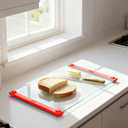 Glass Cutting Board for Kitchen,Dishwasher-Safe Cutting Board,Double-Sided & Heat-Resistant, Easy-Grip Serving Tray(Red 12x16" & 12x8" 2 Pcs)