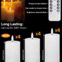 12 Pcs White Flameless Candles Flat Top LED Candles with Remote Timer, Pillar Flameless Candle Bulk Flickering Battery Operated Candle for Wedding Festival Outdoor Home Decor D 3'' H 4'' 5'' 6''