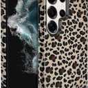 J.west Dual Layer Shockproof for Samsung Galaxy S22 Ultra Case 6.8 inch Cute Animal Leopard Hybrid Cover for Girls Women Aesthetic Heavy Duty Protective Phone Cases Cheetah
