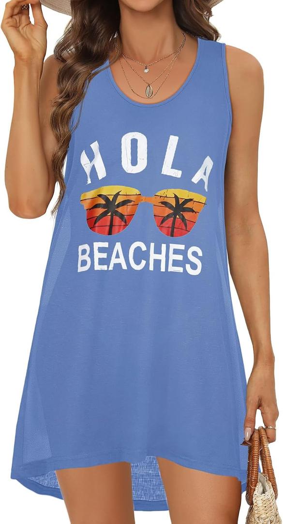 elescat Womens Swimsuit Cover Up Summer Sleeveless T Shirt Beach Dress Tank Bikini Coverups 2026