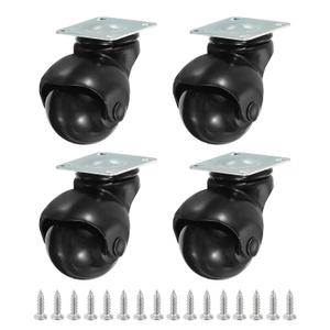 PATIKIL 1.5 Inch Ball Caster Wheels Set of 4, 360 Rotating Swivel Top Plate Wheels 298 lbs Total Capacity Caster with M4 Screws for Furniture Table Cabinet Black