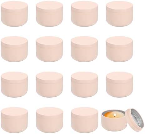MECCANIXITY 3oz Candle Tins, 16pcs Metal Candle Tins Jars with Lids Round Empty Tin Can Containers Bulk for Storage Tea and Making DIY Arts Crafts Christmas Gifts, Pink