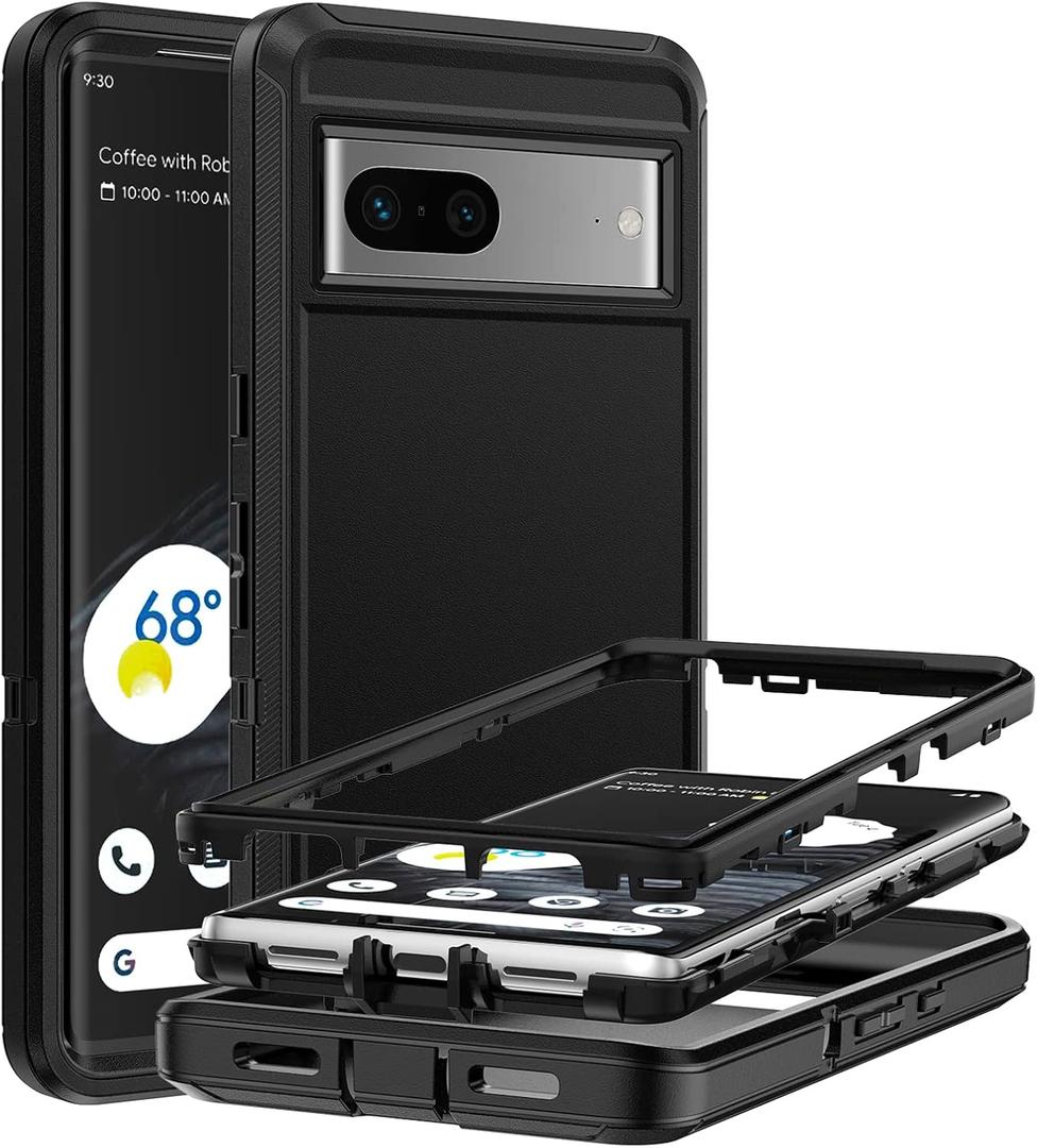 Anloes Case for Google Pixel 8 5G, Pixel 8 Phone Case Heavy Duty Shockproof Dustproof Rugged Defender Protective, 3 in 1 Bumper Cover for Google 8 (Black)