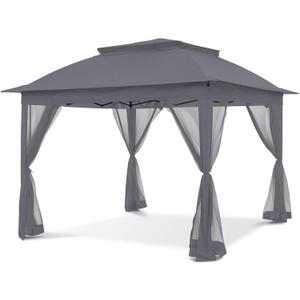 COOS BAY 11x11 Pop-Up Instant Gazebo Tent with Mosquito Netting Outdoor Canopy Shelter with 121 Square Feet of Shade (Dark Gray)
