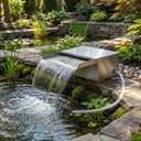 Pond Waterfall Spillway Kit with Filter Media & 800 GPH Pump, 304 Stainless Steel Waterfall Box, 9.8FT Hose, Complete Pond Kit for Outdoor Ponds, Koi Ponds, Fountain (11.8"L x 12"W x 5.1"H)