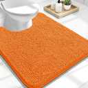 OLANLY Toilet Rugs U-Shaped 24x20, Extra Soft Absorbent Chenille Contour Bathroom Rugs for Toilet, Dry Quickly, Machine Washable, Non-Slip Bath Mat, Orange