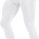 Roadbox Men's Compression Pants Athletic Base Layer Cycling Tights Leggings for Running Yoga Basketball (White, L)