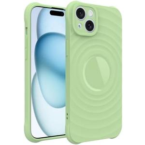 GUNPRIO Case for iPhone 15, Thin Slim Stylish Ripple Pattern Design, iPhone 15 Protective Cover 6.1 inch, Green