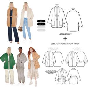 Style Arc Sewing Pattern - Loren Jacket Plus Extension Pack Bundle (Sizes 10-22)