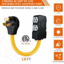 Tellegloww 1.8 FT 220 to 110 Adapter NEMA 10-50P to 4X 5-20R/15R with 20 Amp Circuit Breaker, 220/250V Electrical Stove/Range/Oven Male Plug Gas 110/125V Power Convert Adapter