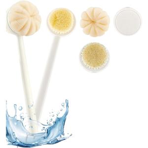 NOVER 3 in1 Long Handle Shower Sponge Brush Set,Body Brush,Leg Brush,Bath Sponge,Back Scrubber- Exfoliating Brush with Loofah & Massage Bristles - Deep Cleanse, Improve Circulation & for Men & Women