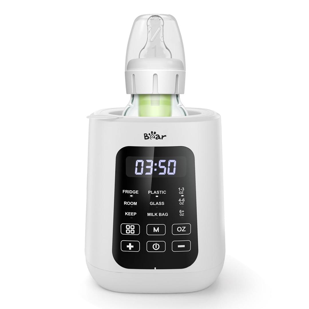 Bear Baby Bottle Warmer, Milk Warmer Breastmilk Bag Formula Fast Warming for New Born Baby Bottles, with Time Temp Control Automatic Shut Off at Home Use