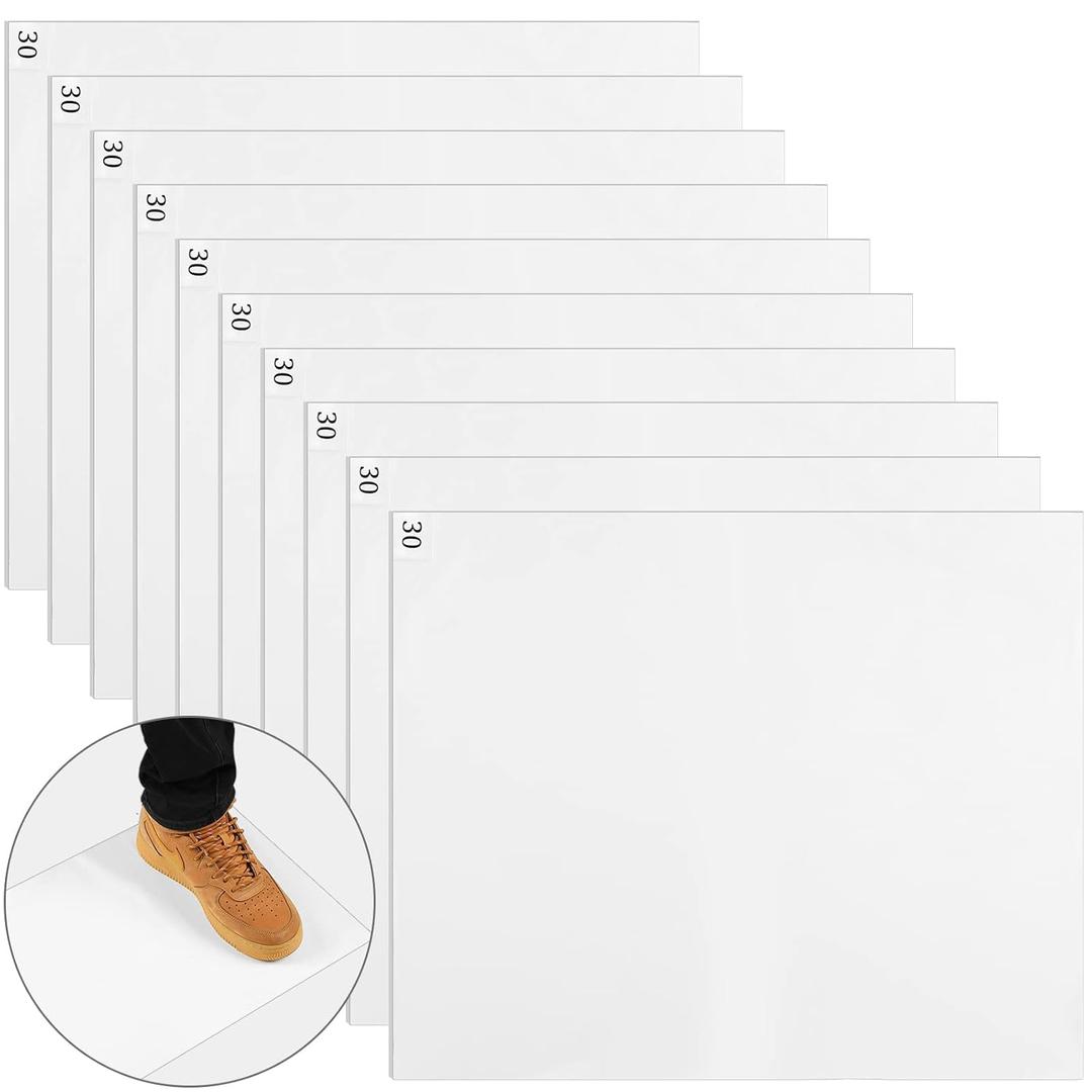 300 Sheets/ 10 Pieces Adhesive Mat White Adhesive Floor mat 17 x 13 Inch Sticky Sheets for Lab Home Construction Site Cleanroom to Remove Dust Dirt from Shoes and Equipment Wheels