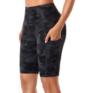 Oalka Women's Short Yoga Side Pockets High Waist Workout Running Shorts (S)