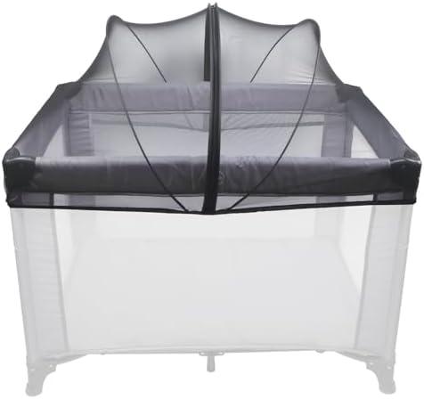 BEBONO Mosquito Net Cover for Pack N Play, Netting Cover with 2-Way Zipper, Keep Cats Out, Black