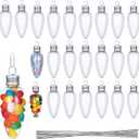 Patelai 24 Pcs Christmas Fillable Light Bulb Ornaments DIY Crafts 4.1'' Clear Plastic Light Bulb Jars with Screw Off Bottle Caps and String for Candy, Juice, Xmas Tree Decor Party Favors