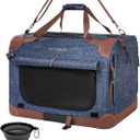 Extra Large Cat Carrier Soft Sided, Portable Small Dog Carrier for 2 Cats, 24"x16.5"x16" Car Travel Folding Comfortable Design, Navy