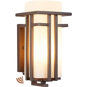 Oil Rubbed Bronze Porch Light Dusk to Dawn Outdoor Sconce Matte Brown Wall Lantern with Frosted Glass Outside House Lighting Waterproof Exterior Light Fixture for Patio Yards Garage Front Door