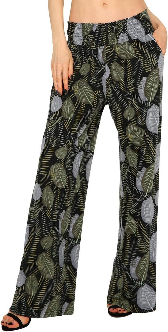 Urban CoCo Women's Boho Palazzo Pants Wide Leg Beach Pants High Waisted Lounge Pants with Pockets (X-Large, #2)