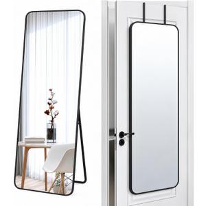 57x20" Full Length Mirror Floor Stand,Over the Door,Wall Mounted Black
