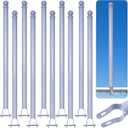 10 Pack Chain Link Fence Post Extensions, 25" Barbwire Arm Extensions for 1-3/8" Top Rail, Galvanized Steel Fence Post Extender for Height (Gray)