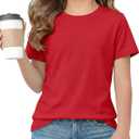 Girls Summer Short Sleeve T Shirts Casual Kids Tops Crewneck Tees Tween Girls Basic Clothes 12-13 Years (Red)