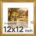 upsimples Vintage 12x12 Frame, Antique Gold Frames Display 8x8 with Mat or 12 x 12 Photo Without for Vertical or Horizontal Wall Decor, 1pack