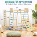 BlueWood Upgraded Indoor Jungle Gym 9-in-1 Playground Kids Climbing Toys, Waldorf Style Wooden Climber Playset with Slide, Swing, Monkey Bars, Upright/Rope Ladder, Climb Net, Blue, Large