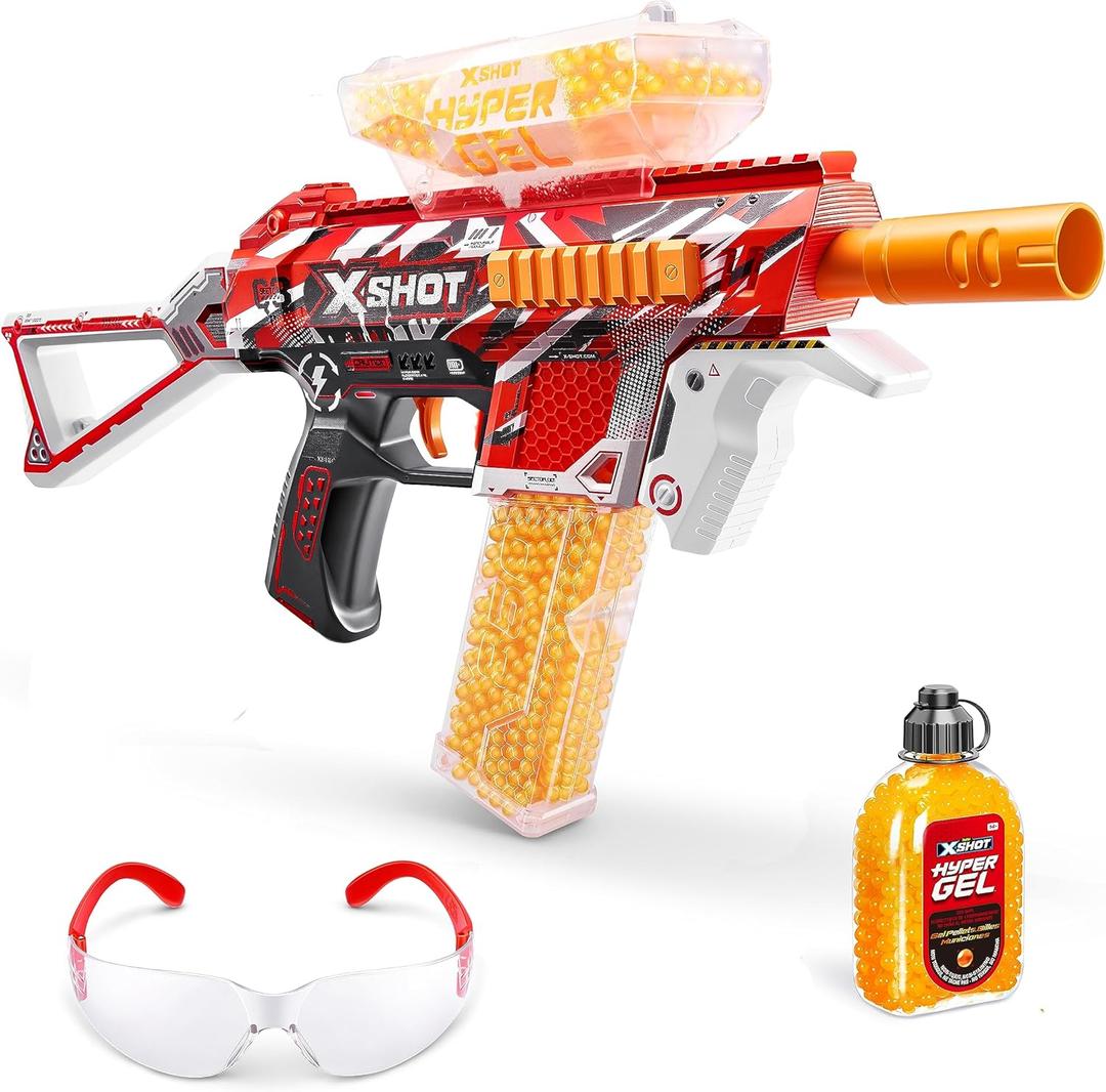 XSHOT Hyper Gel Trace Fire Blaster, Semi and Fully Automatic Gel Blaster & 10,000 Gellets, 600 Capacity Hopper & 850 Capacity Mag, Ages 14 & Up by ZURU