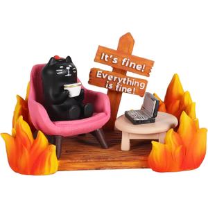 Cat Gifts for Cat Lovers Black Cat Figurines Cat Gifts for Women Cute Desk Accessories Inspirational Gifts for Coworkers Friends Besties Girls Mom Bosses