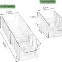 Expandable Medicine Cabinet Organizer 4 Pack, 5 Compartments Adjustable Clear Medicine Storage Box Bin with Removable Dividers, Vitamin Bottle Medication Organizer for Countertop Bathroom