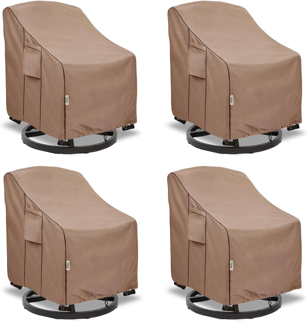 Patio Chair Covers for Outdoor Furniture Waterproof 4 Pack, Heavy Duty Waterproof Outdoor Swivel Chair Cover (30"W x34"D x36"H - Brown)