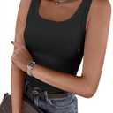 ANRABESS Womens Sleeveless Scoop Neck Tank Top Ribbed Fitted Summer Basic Slim Cute Tops 2026 (Large, Black)