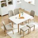 47" Wooden Foldable Kitchen Table Dining Table Rotating Table 4-6 People