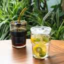 BLUEPOLAR 13oz/400ml Glass Water Tumbler with Straw and Lid Sealed Carry On Thick Wall Iced Coffee Cup Glass Cup for Water, Iced Tea Fruit Juice Etc (Amber-2PACK)