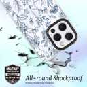 for iPhone 12 Case, Vintage Botanical Pattern with Blue Flowers, Military-Grade Drop Protection, Floral Soft Slim TPU Protective Cover with Camera Protection for Women & Girls