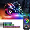 6 Pcs Motorcycle LED Light Kits, App Control Multicolor Waterproof Motorcycle LED Strip Lights, Music Sync & Multiple Scene Modes RGB LED Lights for Motorcycles, DC 12V