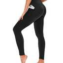 High Waisted Leggings for Women - No See Through Tummy Control Cycling Workout Yoga Pants with Pockets Reg & Plus Black XL