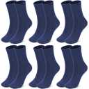 Airpal 6 Pairs Kids Classic Crew Socks Boys Girls Cotton Basic School Uniform Sports Socks (US, Age, 10 Years, 12 Years, Navy) (Blue)
