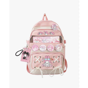 Teenage Girls Cute Backpack For School 17.5 Inch Students Casual Travel Aesthetic Backpack With Kawaii Accessories, Pink