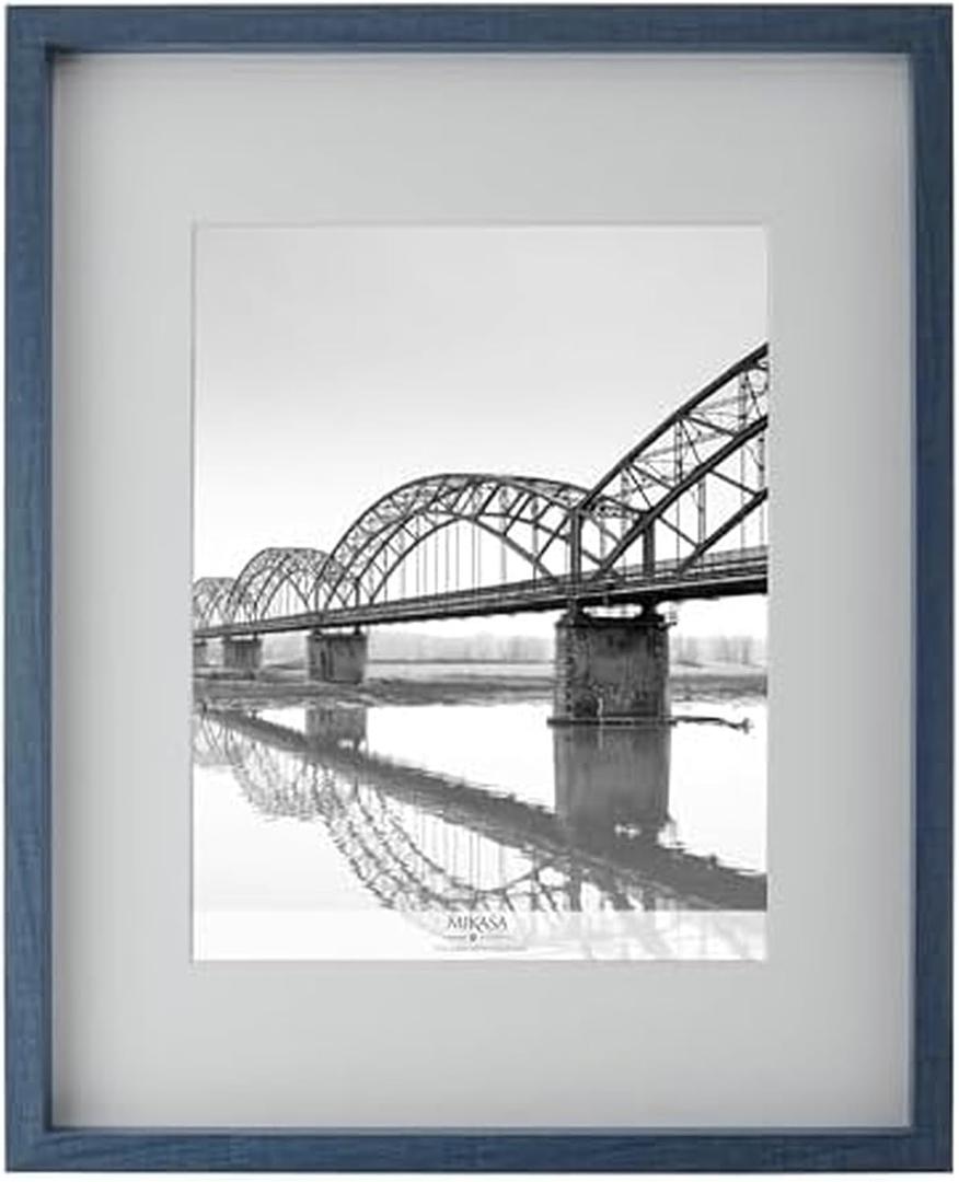 Mikasa Navy MDF Portrait Frame 16x20 with Removable Mat for 11x14 Photo - Elegant Picture Frame with Dual Display Options, Sawtooth Hangers, Beveled Mat, Sophisticated Home Dcor, 16x20 Matted 11x14