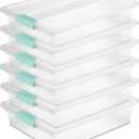 Sterilite 6-Pack Clip Box, Stackable Clear Plastic Bins with Latching Lids, Large - Writing, Arts or Crafts Supplies Storage Containers for Home, Office, Classroom and Workshop Organization
