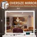 Hasipu Vanity Mirror with Lights, 40" x 30" LED Makeup Mirror, Lighted Makeup Mirror with Dimmable 3 Modes, Touch Screen Control Vanity Mirror Square White