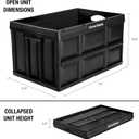 CleverMade Collapsible Storage Bins, 46L 1 Pack, 75 lb Stackable, Obsidian