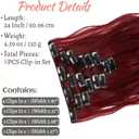 Clip in Hair Extensions 24 Inch 8PCS Wine Red Long Wavy Synthetic Hair Extensions Clip ins Thick Double Weft Hair Clip Extensions for Women