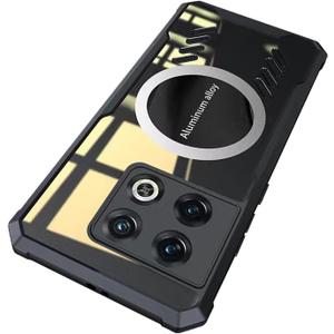 Case for OnePlus 10 Pro Compatible with Radiator Ultra Slim Scratch-Resistant Shock-Absorbing Clear Magnet Back Case, Black