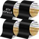 4 Rolls Butyl Joist Tape for decking, 4 Inch x 50 Feet Weatherproof Butyl Sealant Deck Tape Joist-Beam Deck Joist Tape Bulk for Wood Joists Decks Beams Roof (Black-PVC)