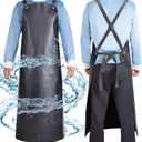 Heavy Duty Vinyl Apron, 43" Anti-Tear Waterproof Apron for Restaurant, Butcher, Lab Work, Dog Grooming - Black