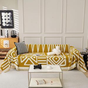 VClife Boho Couch Cover Oversized Sofa Covers, Chenille Sofa Protector Sectional Couch Cover for 3 Cushion Couch Sofa, Anti Slip L Shape Sofa Covers Washable for Dog, Mustard Yellow, 91"x150"