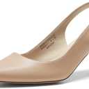 DREAM PAIRS Women's Kitten Heel Slingback Pointed Closed Toe Low Stiletto Heels Dress Bridal Elegant Wedding Pumps Shoes, Size 10, Nude-Pu, SDPU2444W
